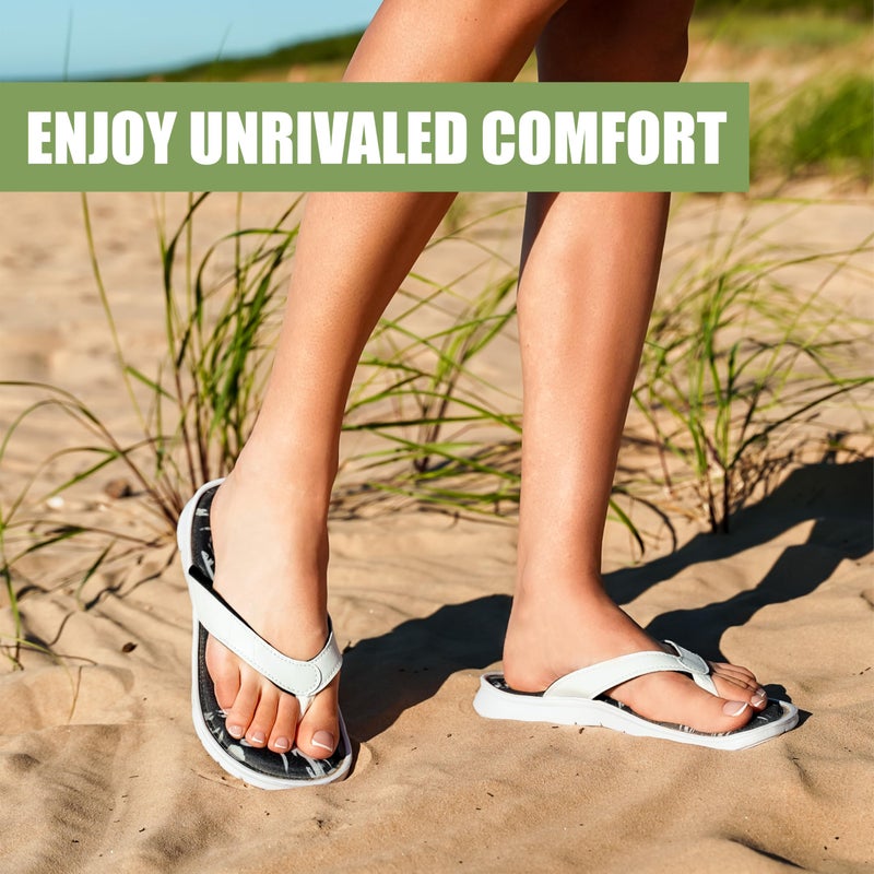 NORTY Womens Memory Foam Sandals, Flip Flops - Shower, Pool & Beach Sandals, Water Shoes, Slip-On Casual Flip Flops for Women, Indoor and Outdoor - Black & White, Runs One Size Small - Image 5